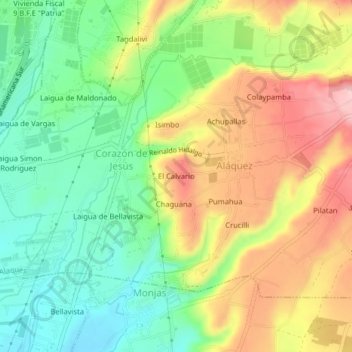 Mapa topográfico El Calvario, altitud, relieve