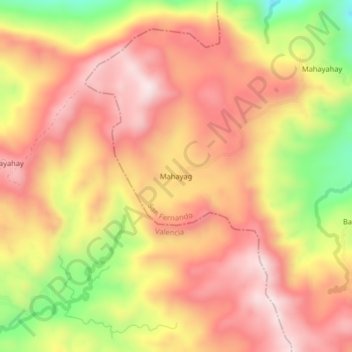 Mapa topográfico Mahayag, altitud, relieve