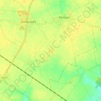 Mapa topográfico Berseaucourt, altitud, relieve