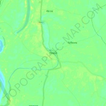 Mapa topográfico Shibchar, altitud, relieve