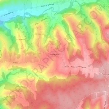 Mapa topográfico Les Maines, altitud, relieve