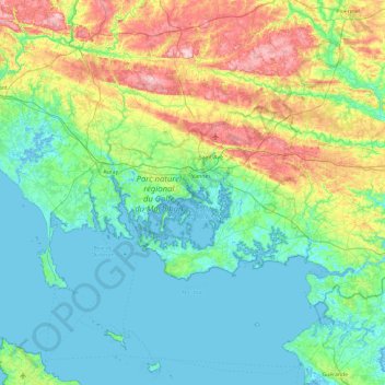 Mapa topográfico Vannes, altitud, relieve