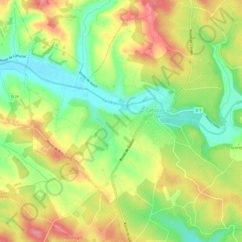 Mapa topográfico La Peyre, altitud, relieve