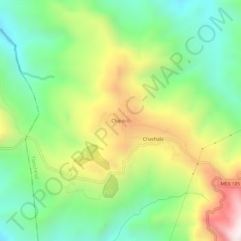 Mapa topográfico Chipoco, altitud, relieve