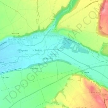 Mapa topográfico La Prairie, altitud, relieve