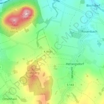 Mapa topográfico Galgenberg, altitud, relieve