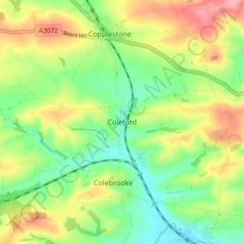 Mapa topográfico Coleford, altitud, relieve