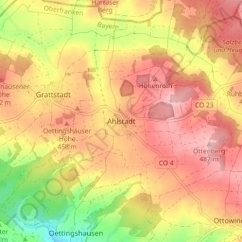 Mapa topográfico Ahlstadt, altitud, relieve