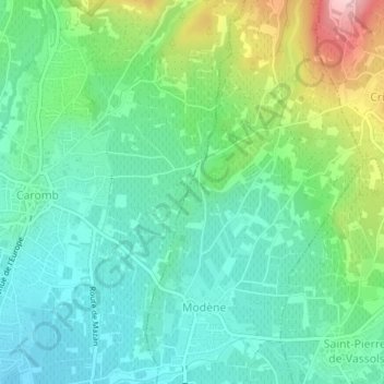 Mapa topográfico Fabregue, altitud, relieve