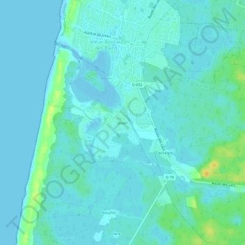 Mapa topográfico Jouan, altitud, relieve