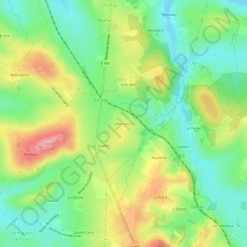 Mapa topográfico Villemartin, altitud, relieve