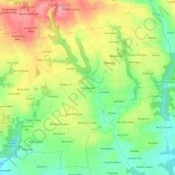 Mapa topográfico Saint-Joseph, altitud, relieve