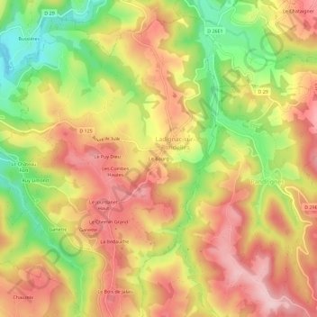 Mapa topográfico Le Bourg, altitud, relieve