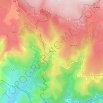 Mapa topográfico Runes, altitud, relieve