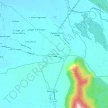 Mapa topográfico Maule Sur, altitud, relieve