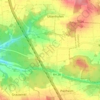 Mapa topográfico Mörlach, altitud, relieve
