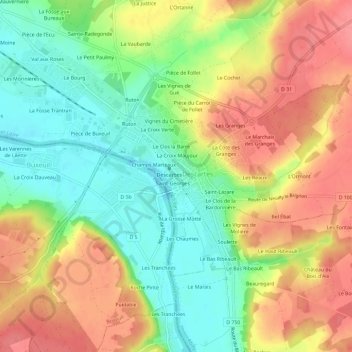 Mapa topográfico L'Enfer, altitud, relieve