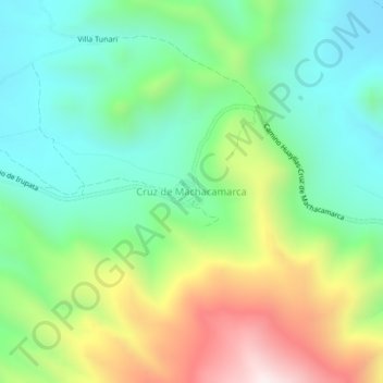 Mapa topográfico Cruz de Machacamarca, altitud, relieve