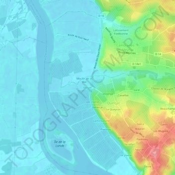 Mapa topográfico Escute, altitud, relieve