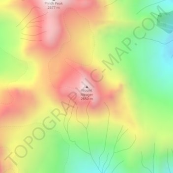 Mapa topográfico Mount Meager, altitud, relieve