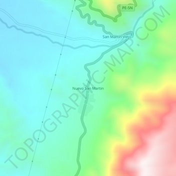 Mapa topográfico Nuevo San Martin, altitud, relieve