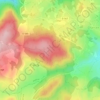 Mapa topográfico La Siaugue, altitud, relieve