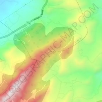 Mapa topográfico Tilata, altitud, relieve