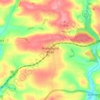 Mapa topográfico Grampound Road, altitud, relieve