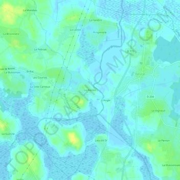 Mapa topográfico Le Perron, altitud, relieve