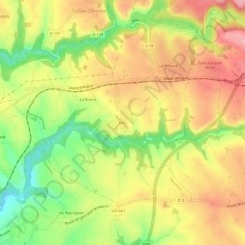 Mapa topográfico Vers, altitud, relieve