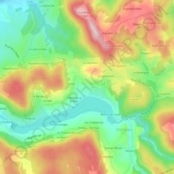 Mapa topográfico Le Terme Bas, altitud, relieve