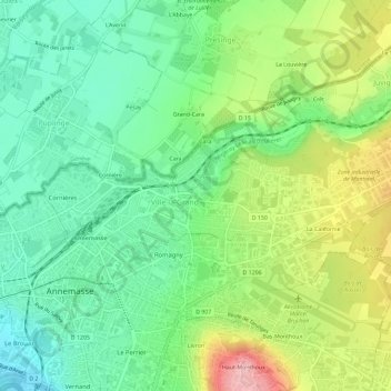 Mapa topográfico Les Vercheres, altitud, relieve