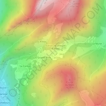 Mapa topográfico Col du Corbier, altitud, relieve