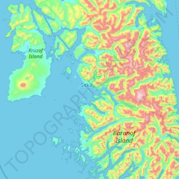 Mapa topográfico The Twins, altitud, relieve