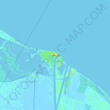 Mapa topográfico Port Said, altitud, relieve