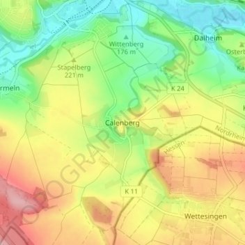 Mapa topográfico Calenberg, altitud, relieve