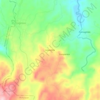 Mapa topográfico Loma Alta, altitud, relieve