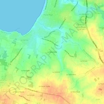 Mapa topográfico La Briandière, altitud, relieve