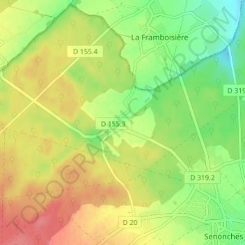 Mapa topográfico Tardais, altitud, relieve