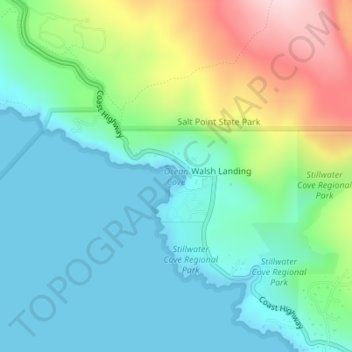 Mapa topográfico Ocean Cove, altitud, relieve