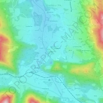Mapa topográfico Sandbichl, altitud, relieve