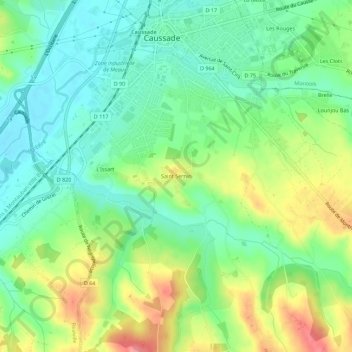 Mapa topográfico Saint Sernin, altitud, relieve