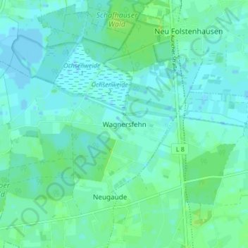 Mapa topográfico Wagnersfehn, altitud, relieve