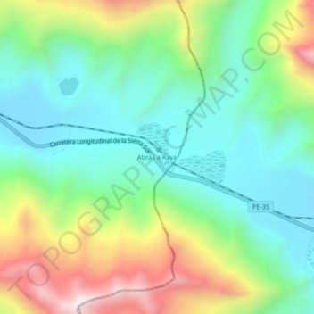 Mapa topográfico Abra La Raya, altitud, relieve