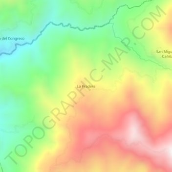 Mapa topográfico La Pradera, altitud, relieve