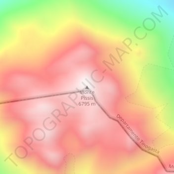 Mapa topográfico Monte Pissis, altitud, relieve
