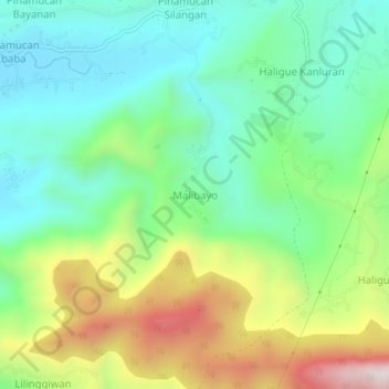 Mapa topográfico Malibayo, altitud, relieve