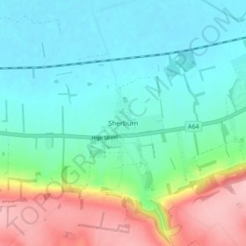 Mapa topográfico Sherburn, altitud, relieve