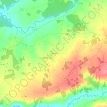 Mapa topográfico La Minière, altitud, relieve