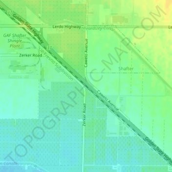 Mapa topográfico Lerdo, altitud, relieve